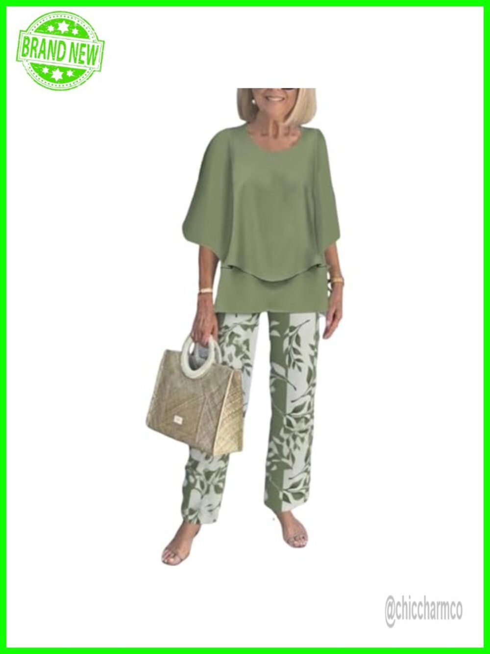 Women's 3/4 Sleeve Wide Leg Pant Set Travel Outfit